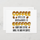 コーヒーのスペリング後ろ向きコーヒー愛好家 ポストカード (正面/裏面)