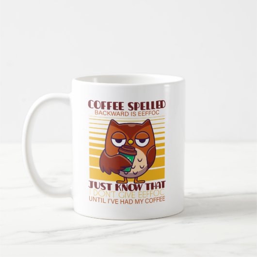 コーヒーのスペルは逆Eeffocである コーヒーマグカップ (左)