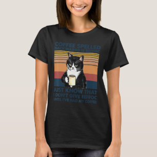 コーヒーのスペルは逆Eeffoc CatsがCoffを飲む Tシャツ