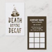 コーヒーのデカフ前の死 ロイヤリティカード (正面/裏面)