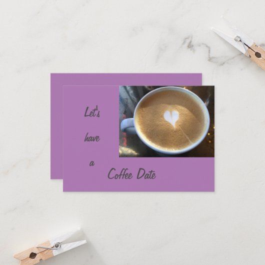 コーヒーのデートの挨拶カードを持とう カード (正面/裏面インサイチュ)