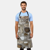 コーヒーのドードル:手書きパターン エプロン (着用した状態)