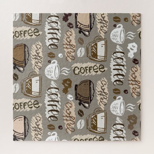 コーヒーのドードル:手書きパターン ジグソーパズル (横)