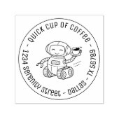 コーヒーのビジネスラウンドアドレスを提供するロボット セルフインキングスタンプ (デザイン)