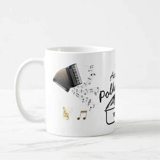 コーヒーのマグのパーソナライズされたアコーディオン コーヒーマグカップ (左)
