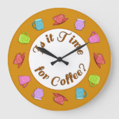 コーヒーのラウンドクロックの時間か ラージ壁時計 (正面)