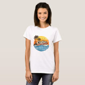 コーヒーのレトロサンセットデザイン Tシャツ (正面フル)