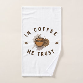 コーヒーの中で我々は信頼すおもしろいる ハンドタオル