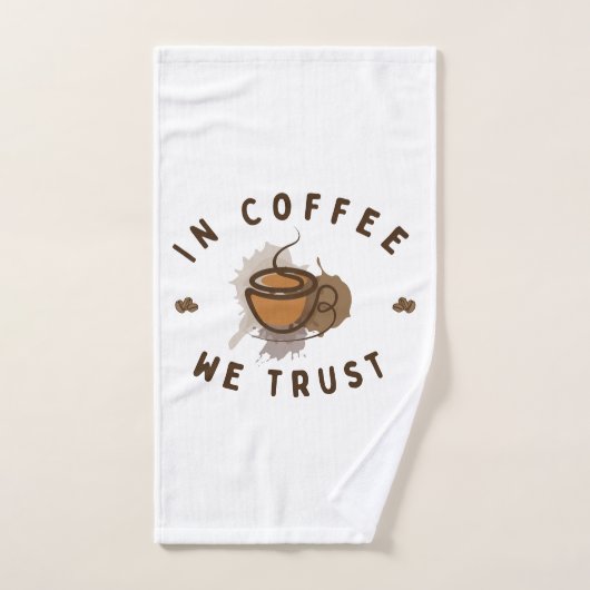 コーヒーの中で我々は信頼すおもしろいる ハンドタオル (ハンドタオル)