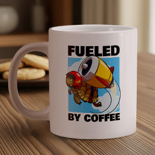 コーヒーの亀の漫画おもしろいに飛んでいる煽られる ジャンボコーヒーマグカップ