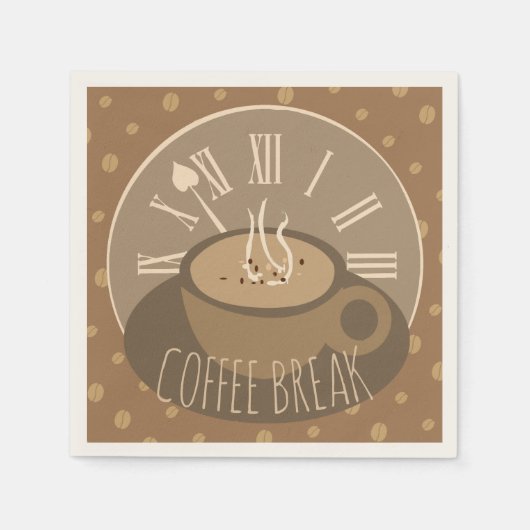コーヒーの休憩時間と豆 スタンダードカクテルナプキン (正面)