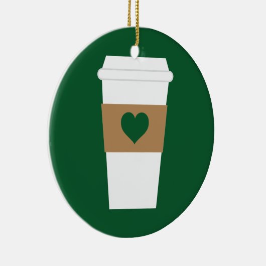 コーヒーの使い捨てコーヒーカップが好き セラミックオーナメント (右)