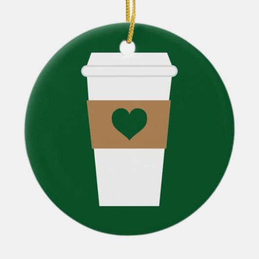 コーヒーの使い捨てコーヒーカップが好き セラミックオーナメント (正面)