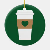 コーヒーの使い捨てコーヒーカップが好き セラミックオーナメント (裏面)