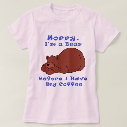 コーヒーの前で待つ Tシャツ (デザイン正面)