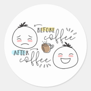 コーヒーの前にウリをコーヒーの後におもしろいミームCoff ラウンドシール