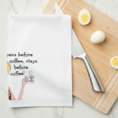 「コーヒーの前に何が起こるか、コーヒーの前に残れ！」 キッチンタオル (四つ折り)