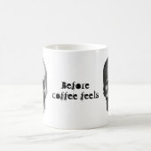 コーヒーの前に現実的な白黒のスカル モーフィングマグカップ (中央)