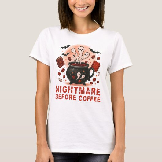 コーヒーの前の悪夢 ハロウィン Tシャツ (正面)