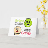 コーヒーの前，コーヒーの後，コーヒーモンスター カード (黄色い花)