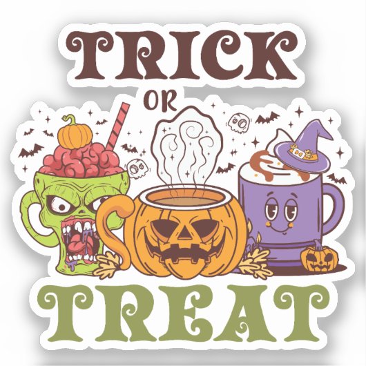 コーヒーの喜びをトリックまたは治療する シール (正面)