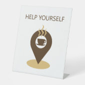 コーヒーの場所アイコン救済自身ペデスタルサイン 台座サイン (正面)