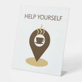 コーヒーの場所アイコン救済自身ペデスタルサイン 台座サイン