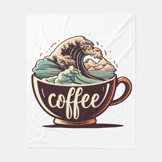 コーヒーの大波 フリースブランケット (正面)