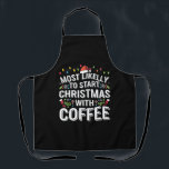 コーヒーの家族でクリスマスを始める可能性が最も高い エプロン<br><div class="desc">コーヒーの家族でクリスマスを始める可能性が最も高い</div>