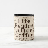 コーヒーの後に人生が始まる – コおもしろいーヒー愛好家マグカップ マグカップ (中央)