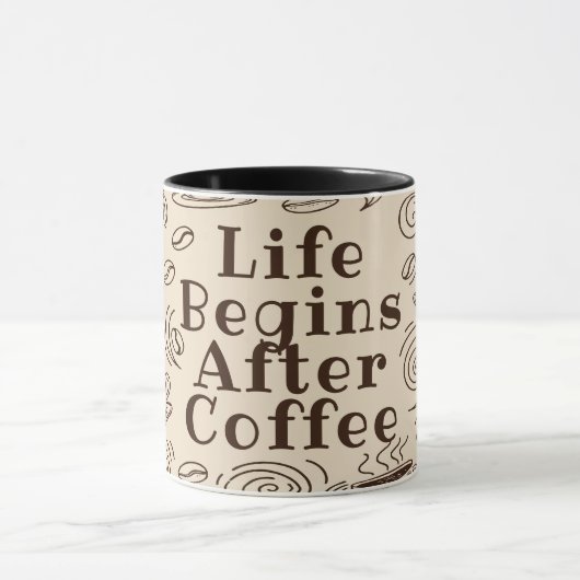 コーヒーの後に人生が始まる – コおもしろいーヒー愛好家マグカップ マグカップ (中央)