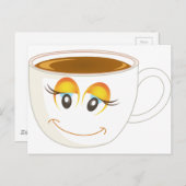 コーヒーの微笑み – 女性 ポストカード (正面/裏面)