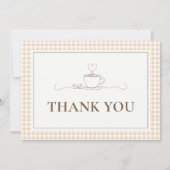 コーヒーの愛がにぎやかに カフェ風ウェディングシャワー サンキューカード (正面)