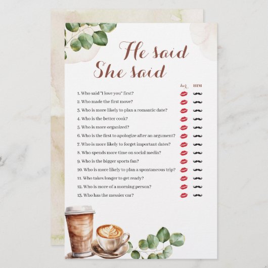 コーヒーの愛が醸造している彼はゲームを言った (正面/裏面)