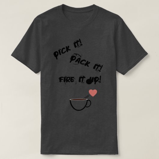 コーヒーの愛を燃やす Tシャツ (デザイン正面)