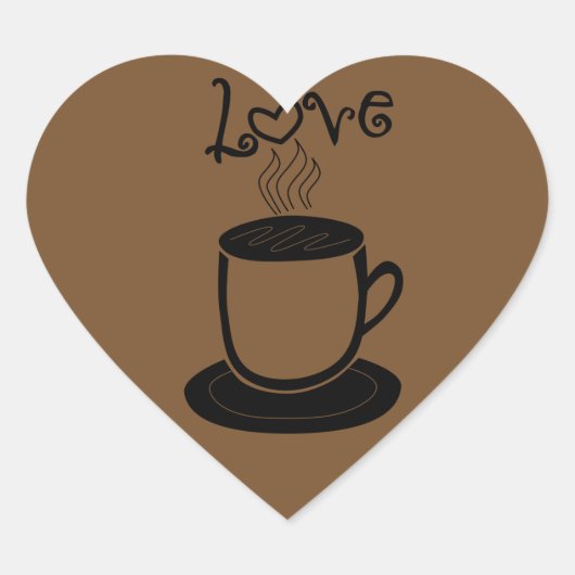 コーヒーの愛-色を変えて下さい ハートシール (正面)