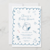 コーヒーの手描きドードゥードゥーの赤ちゃんシャワーを醸造 招待状 (正面)