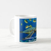 コーヒーの方に先頭に立っている緑のウミガメ! コーヒーマグカップ (正面左)