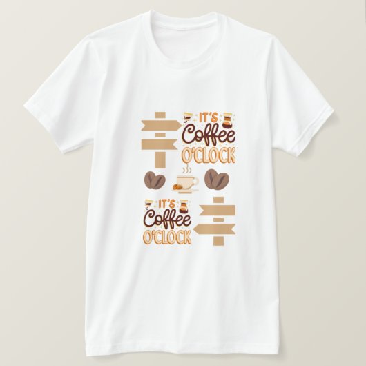 コーヒーの時計 Tシャツ (デザイン正面)