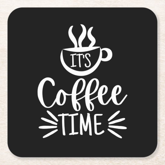コーヒーの時間だ スクエアペーパーコースター (正面)