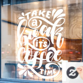 コーヒーの時間を休め、田舎のコーヒーショップ。 ウィンドウサイン (カフェ窓)