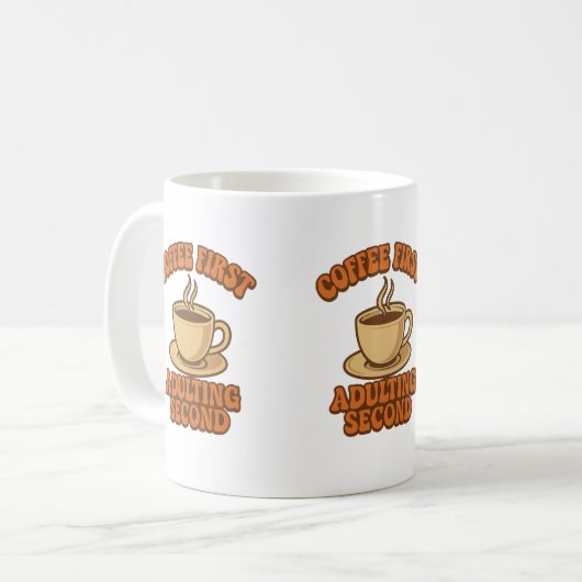 コーヒーの最初の不和2番目の引用文ユーモア コーヒーマグカップ (正面左)