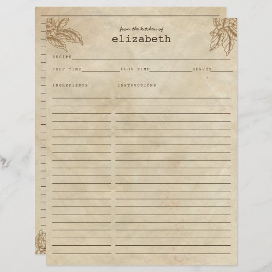 コーヒーの木の豆のレシピのキッチンから (正面/裏面)