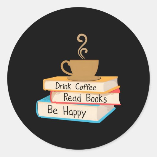 コーヒーの本読を楽しく飲む ラウンドシール (正面)