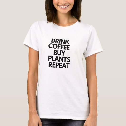 コーヒーの植物買を繰り返す Tシャツ (正面)