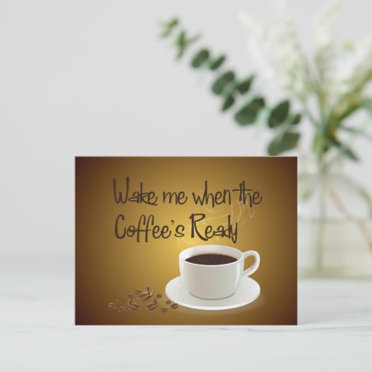 コーヒーの準備ができたら目を覚ます ポストカード (スタンド正面)