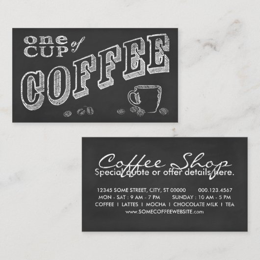 コーヒーの白板アート1杯 名刺 (正面/裏面)