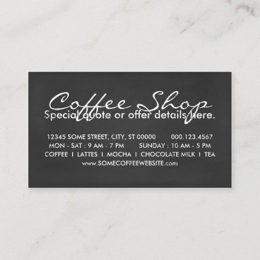 コーヒーの白板アート1杯 名刺 (裏面)
