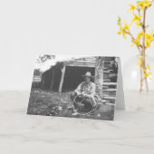 コーヒーの缶からの猫の食べ物 カード (黄色い花)