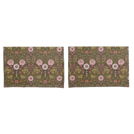 コーヒーの茶色の野生の庭 枕カバー (フロントセット)